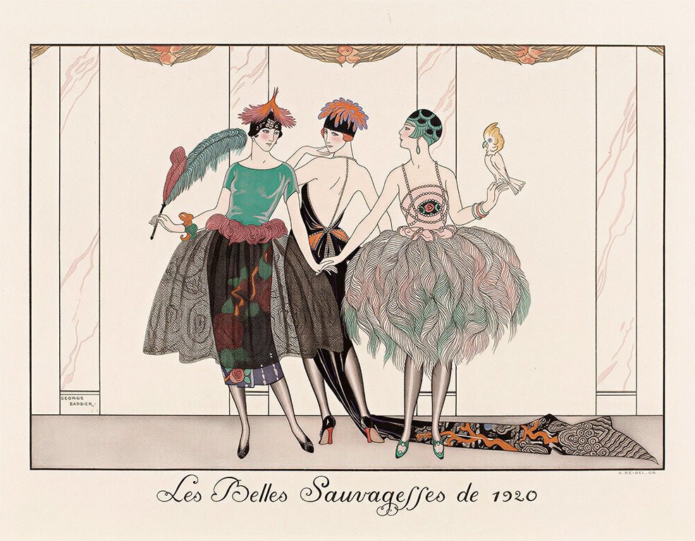 "Les Belles Sauvagesses (1920)" by George Barbier - Reusable Peel-and-Stick Poster - Pasquín