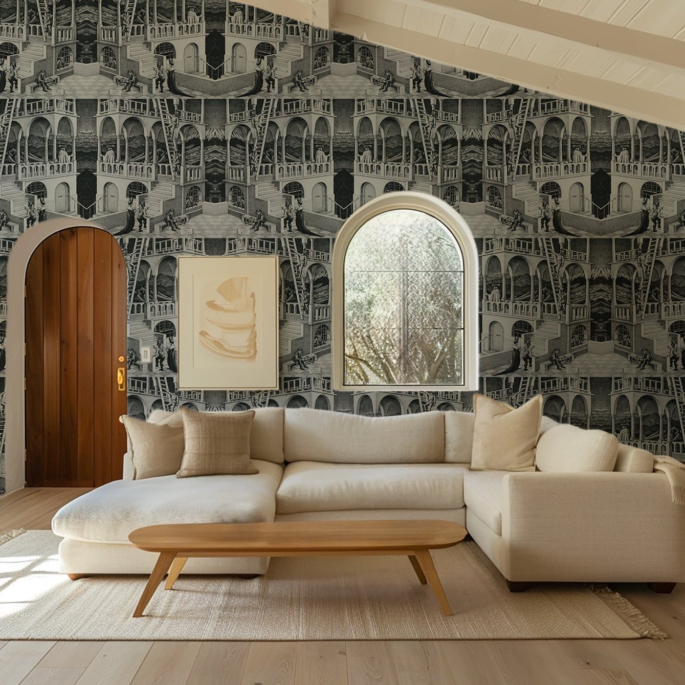 M.C. Escher Relativity Wall Wallpaper - Repositionable and Eco - Friendly - Pasquín Store