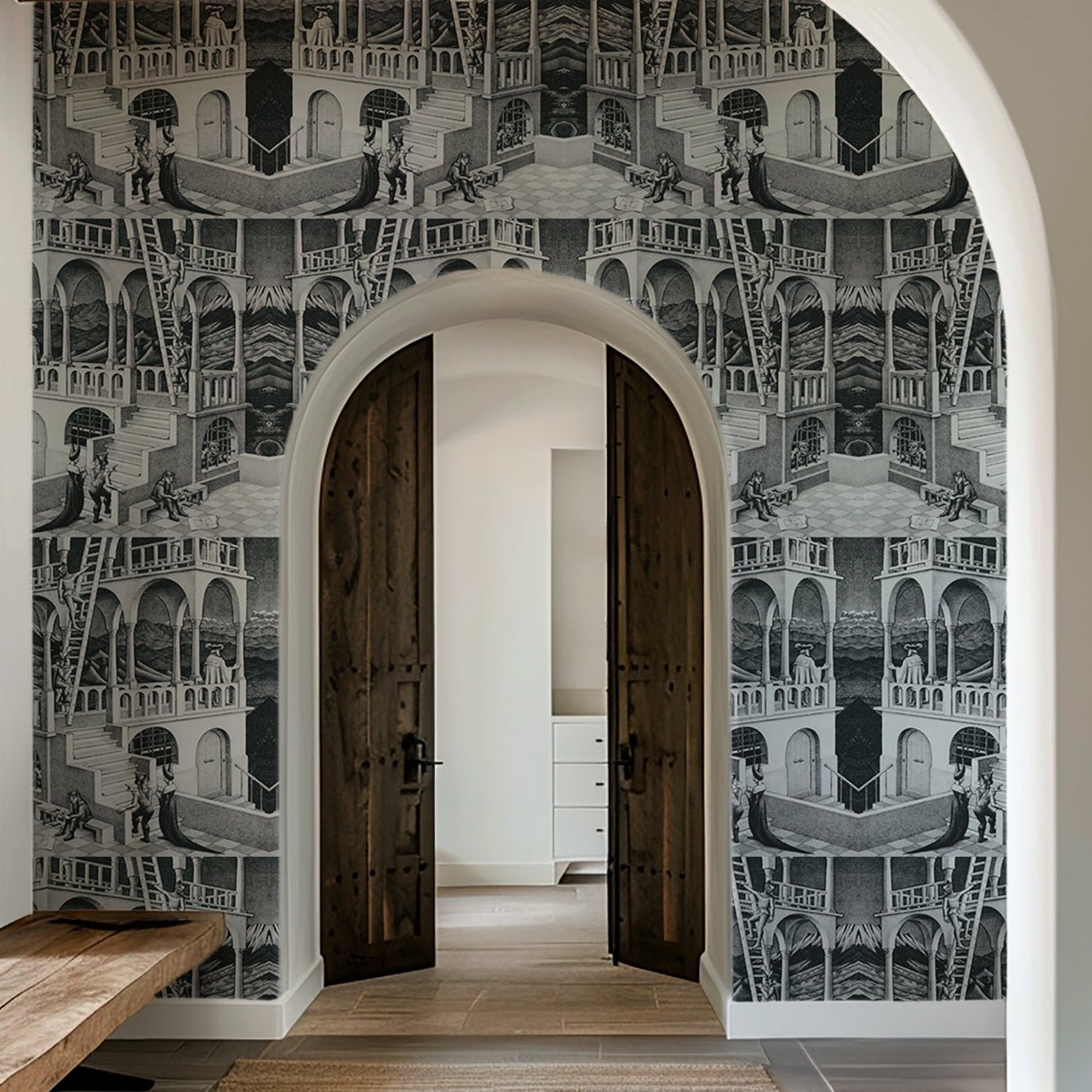 M.C. Escher Relativity Wall Wallpaper - Repositionable and Eco - Friendly - Pasquín Store