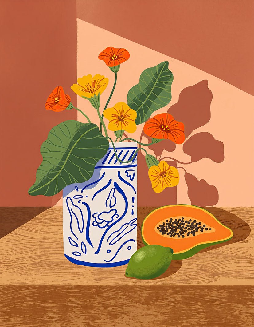"Papayas at Sunset" - Reusable Peel-and-Stick Poster - Pasquín