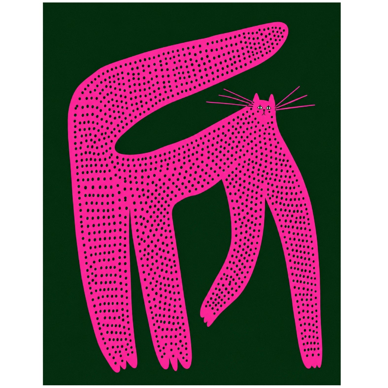 "Pink Cat in Pointillism" - Reusable Peel-and-Stick Poster - Pasquín