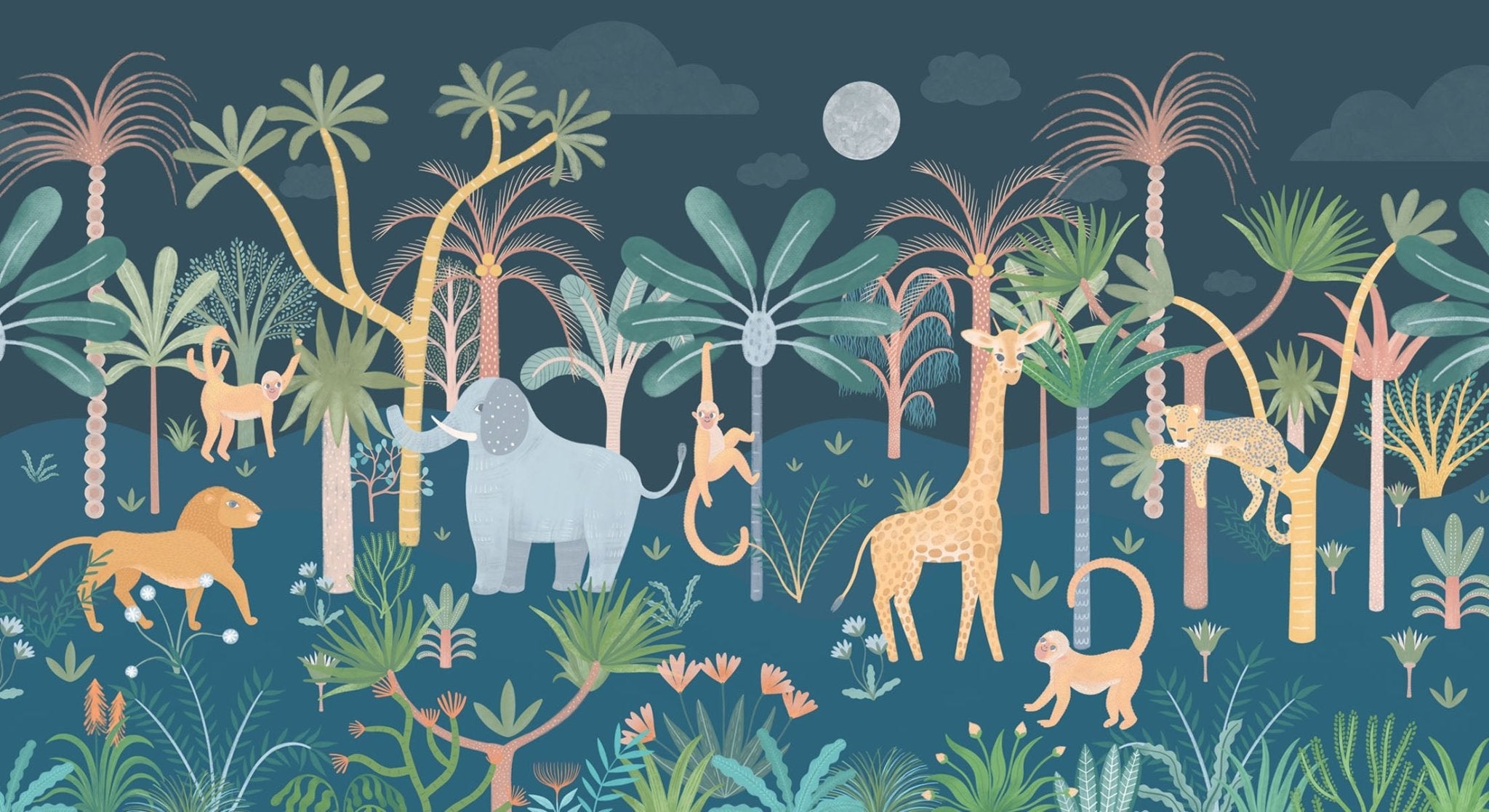 Premium Jungle and Animals Wall Wallpaper - Non - Toxic and PVC - Free - Pasquín Store