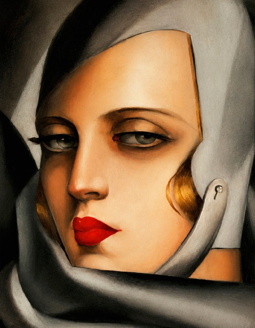 "Self-Portrait in the Green Bugatti (Detail) (1929)" by Tamara de Lempicka - Reusable Peel-and-Stick Poster - Pasquín