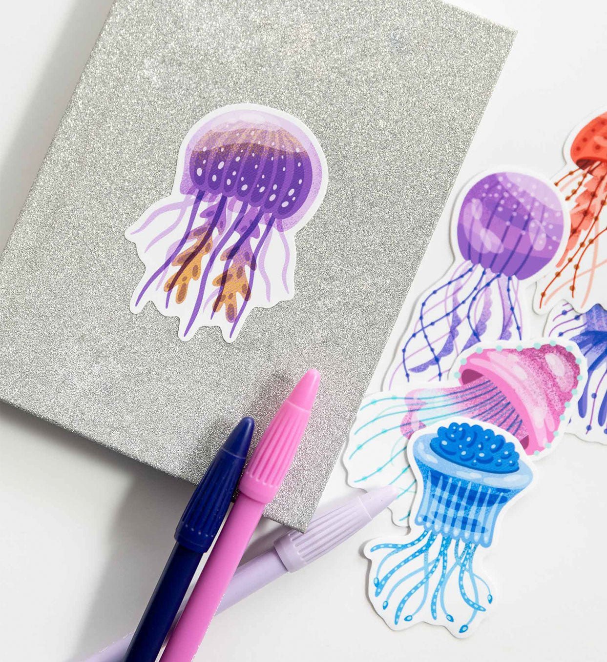 Set of 10 Reusable Stickers: Jellyfish | High - Quality Print | Water - Resistant - Pasquín Store