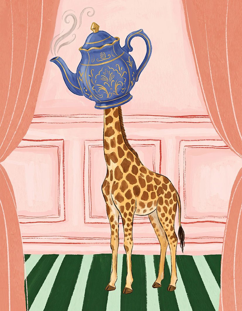 “The Giraffe and the Teapot” - Reusable Peel-and-Stick Poster - Pasquín