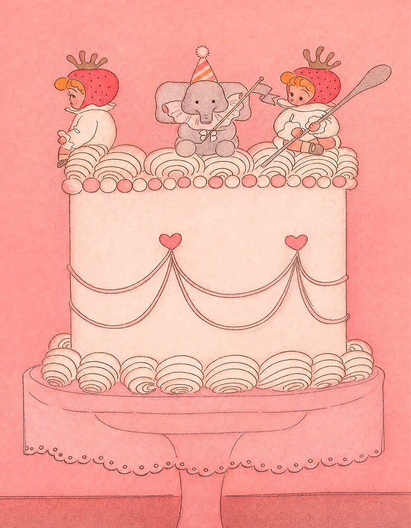 "The Great Party" | Vintage Kawaii - Reusable Peel-and-Stick Poster - Pasquín