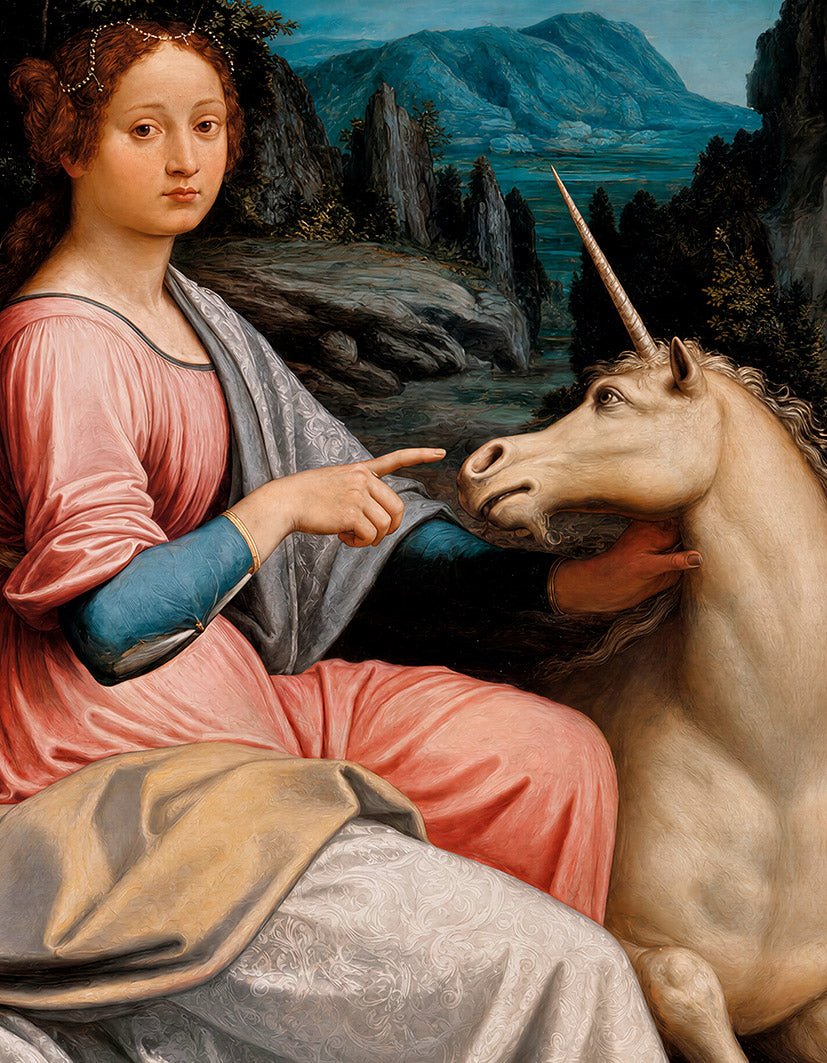 "The Lady and the Unicorn" by Luca Longhi - Reusable Peel-and-Stick Poster - Pasquín