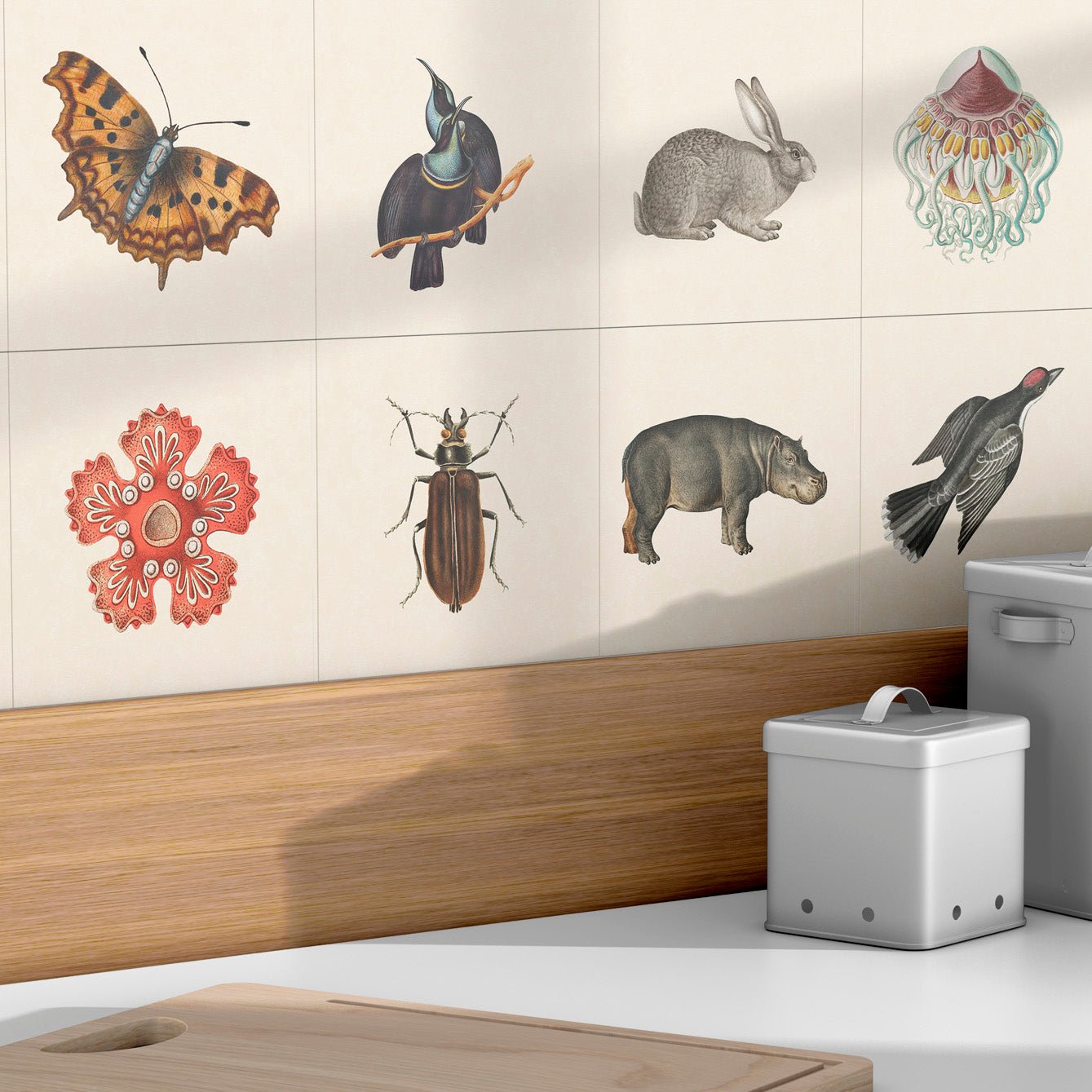 Tile Pasquín 16 Vintage Animals - Peel - and - Stick Adhesive Tiles - Pasquín Store