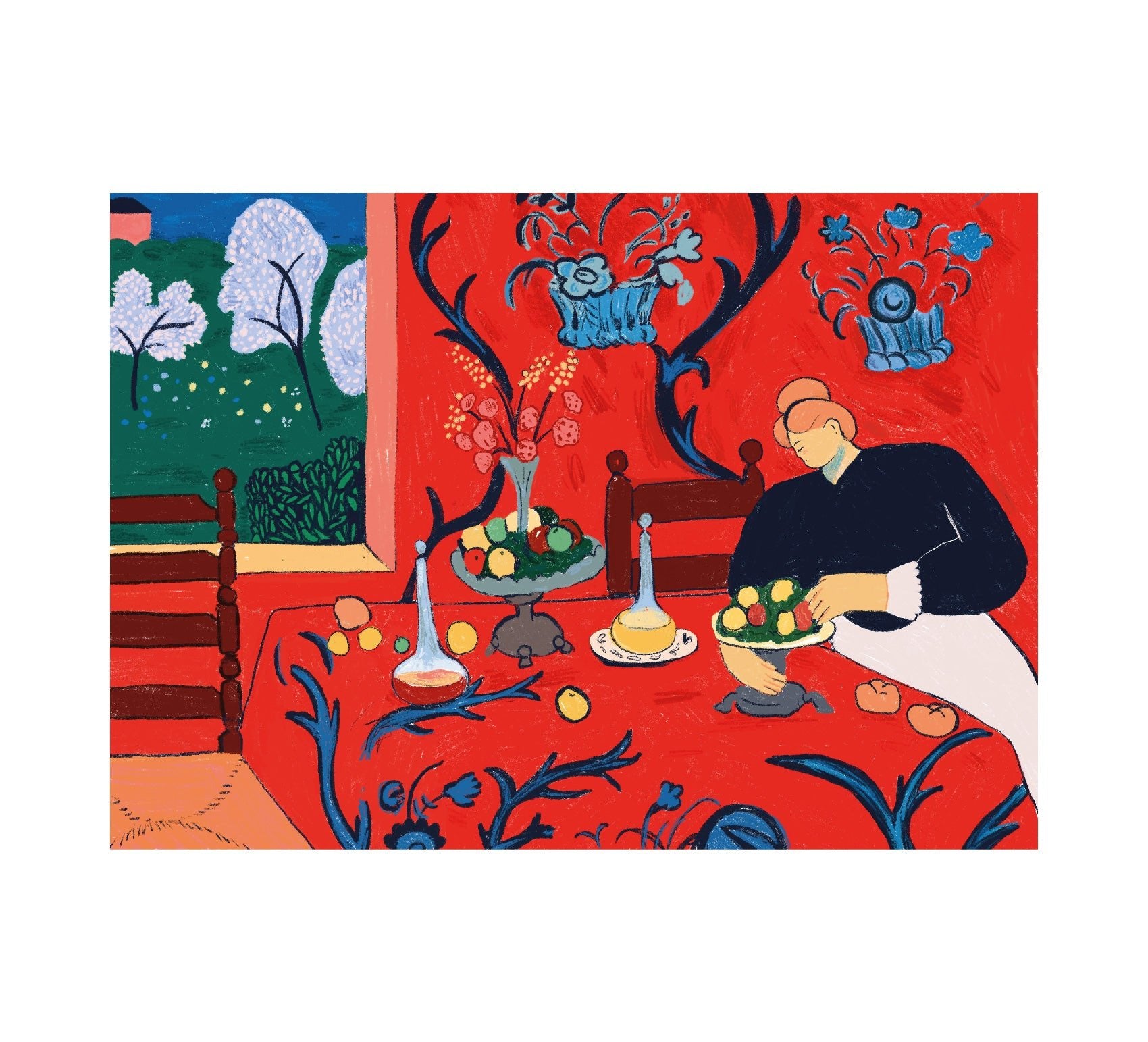 Versatile Matisse Red by Catalina Cartagena Adhesive Poster - Perfect for Any Decor - Pasquín Store