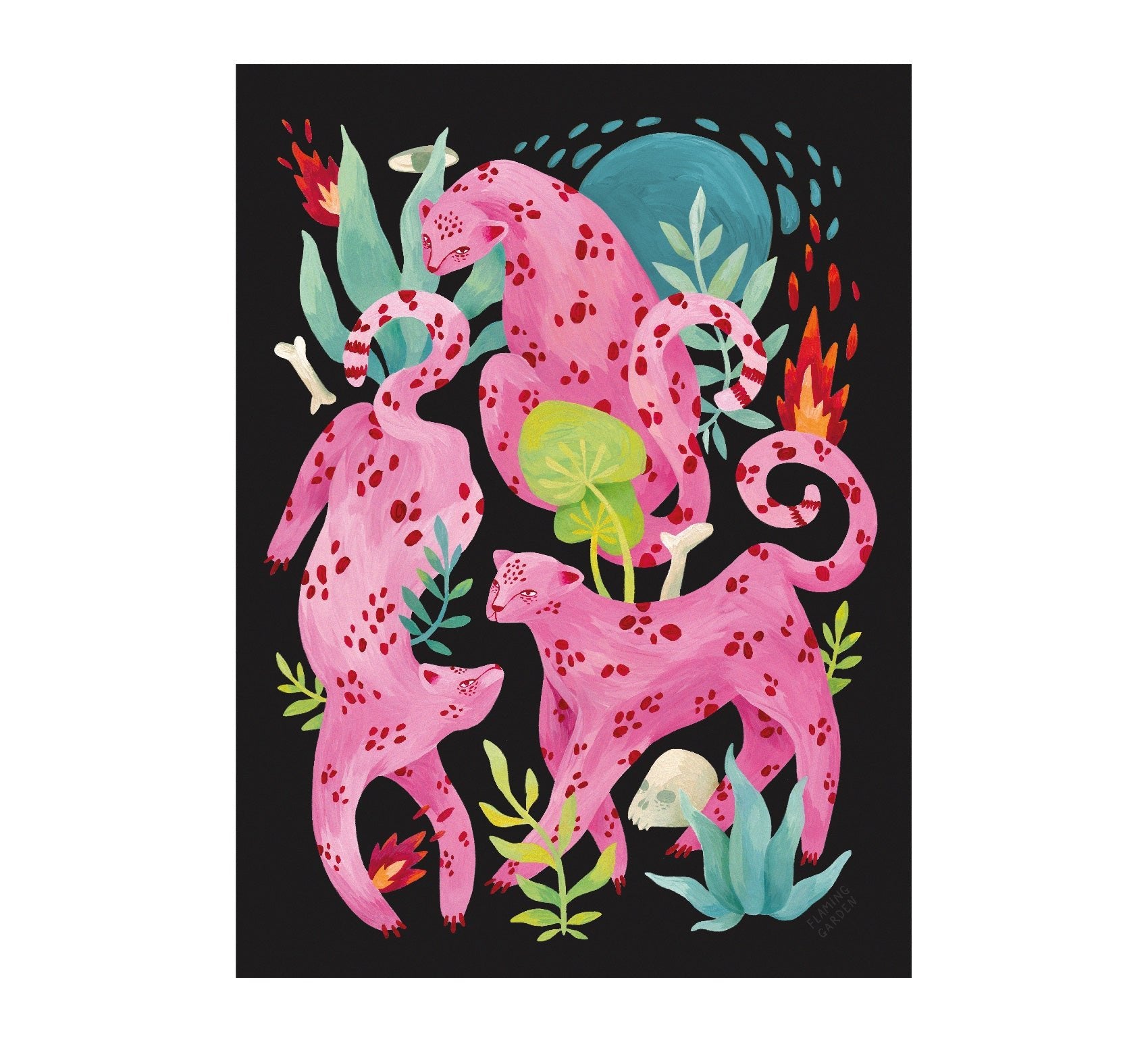 Versatile Pink Panthers by Olga Lychkova Illustration Adhesive Poster - Perfect for Home Decor - Pasquín Store