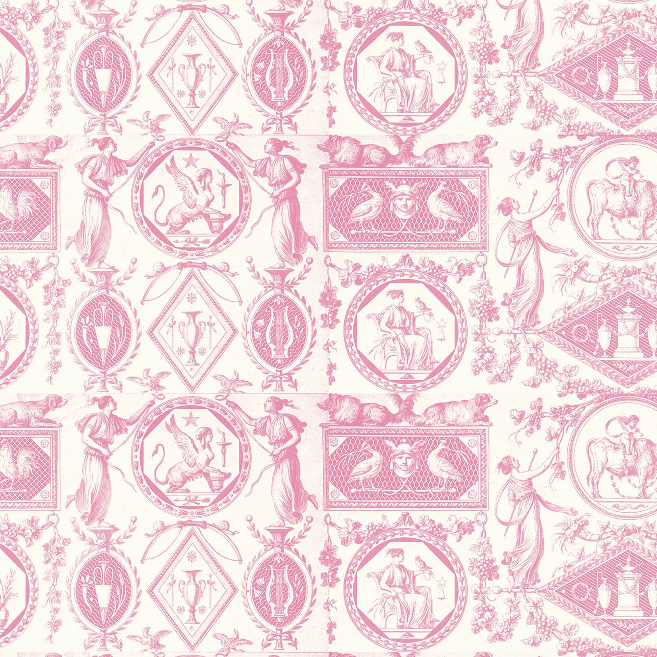 Vintage Pink Deco Fabric Wallpaper - Repositionable, Non - Toxic, Perfect for Elegant Spaces - Pasquín Store