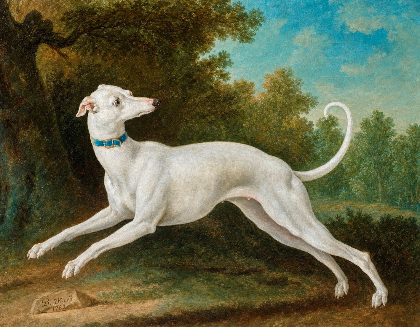 "White Greyhound" by Jean-Baptiste Oudry - Reusable Peel-and-Stick Poster - Pasquín