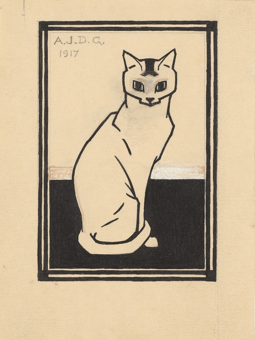 Zittende kat by Julie de Graag - Reusable Peel-and-Stick Poster - Pasquín